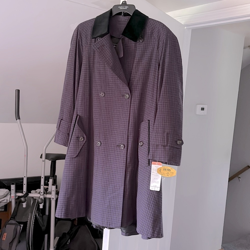 NWT Vintage Evan Picone purple plaid double breasted oversized coat!